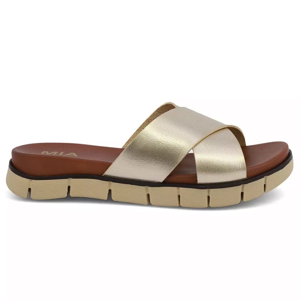 Women's MIA Elissa Slide Sandals Shoes Soft Gold Size 7.5
